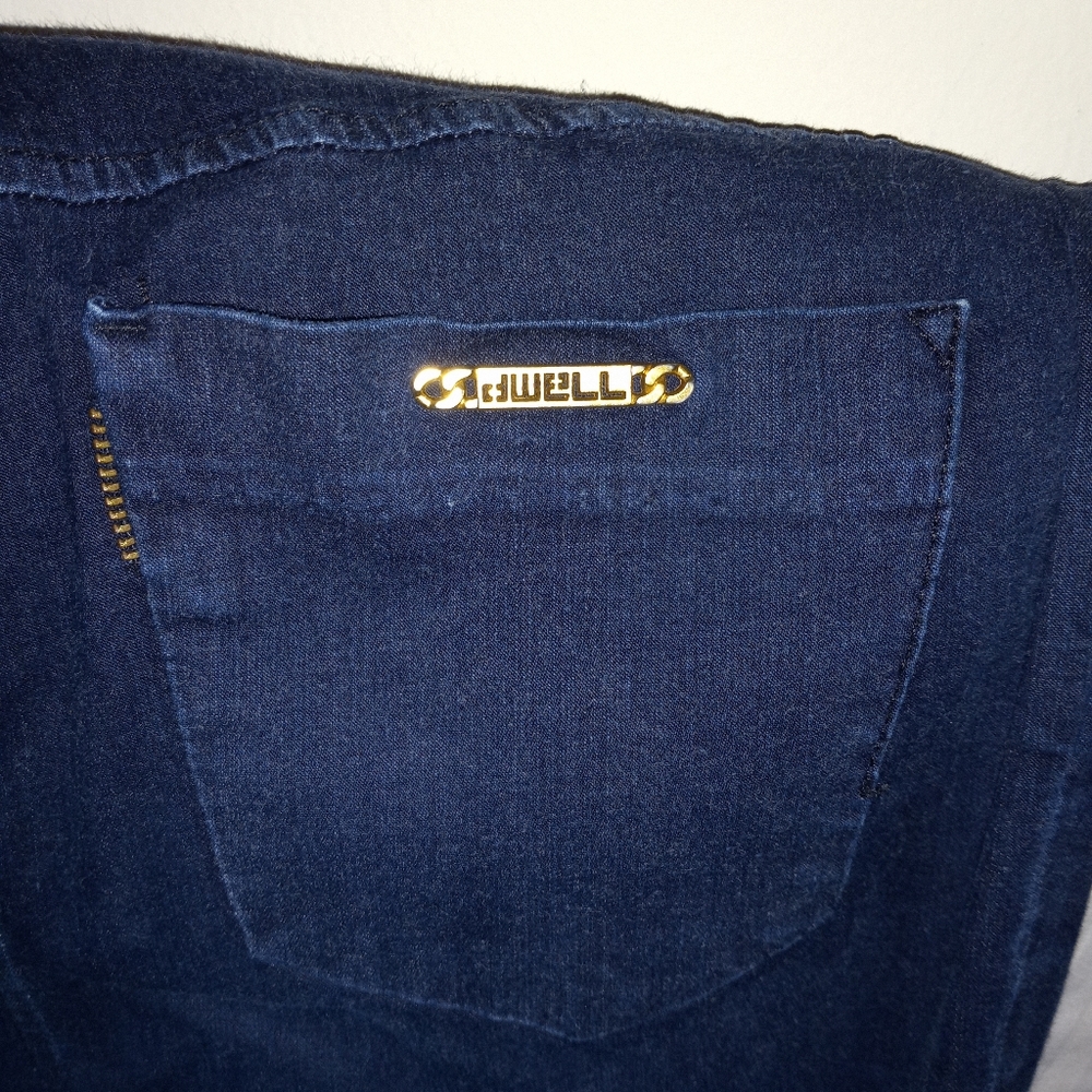 DWELL Denim Skinny Jeans, dark wash, size 30, gold details